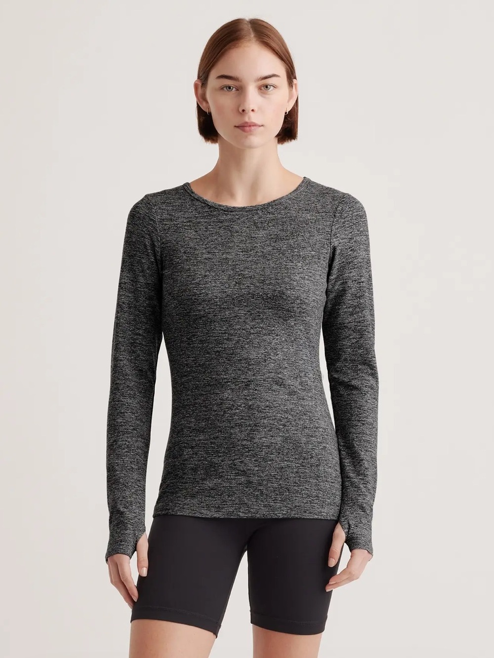 Quince Ultra-Soft Fitted Long Sleeve Top in Charcoal